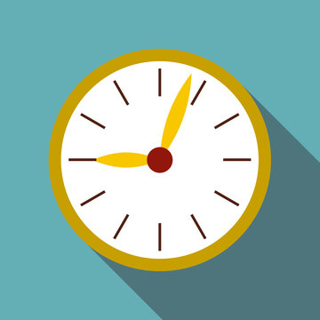 Round wall clock icon. Flat illustration of round wall clock vector icon for web
