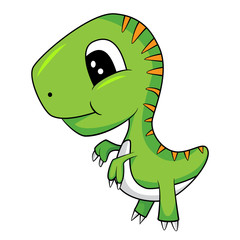 Fototapeta premium Illustration of Cute Cartoon of Green Baby T-Rex Dinosaur. Vector EPS 8. 