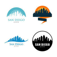 Obraz premium San Diego City Skyline Landscape Logo Symbol Set