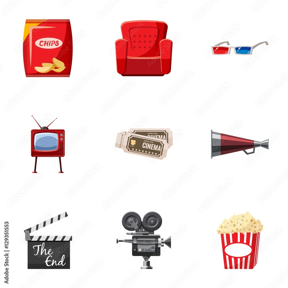 Wall mural Cinema icons set. Cartoon illustration of 9 cinema vector icons for web - Wall murals