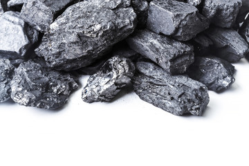 Natural wood charcoal Isolated on white