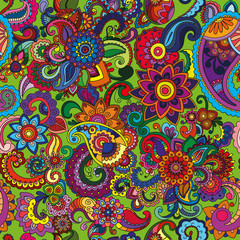 Seemless background with cucumbers and flowers