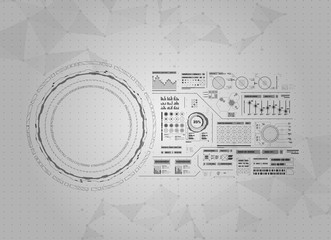 set of black and white infographic elements. futuristic user interface HUD