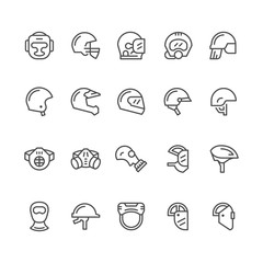 Set line icons of helmets and masks