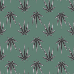 cannabis marijuana leaf vector seamless pattern