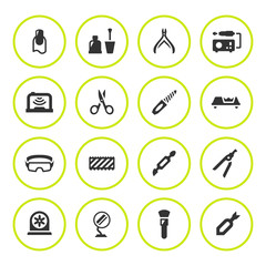 Set round icons of manicure