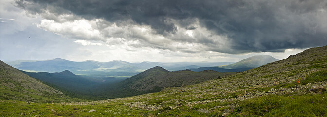 Thunder Cloud in the mountain/ Before thunder storm in the North Ural mountain