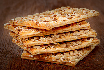 Stack of cereal cookies with seeds