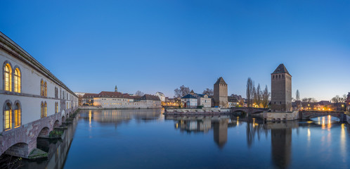 Strasbourg, medieval bridge Ponts Couverts is located in the historic district 
