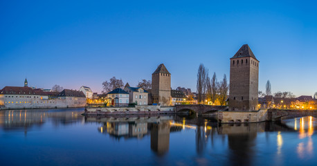 Naklejka premium Strasbourg, medieval bridge Ponts Couverts is located in the historic district 