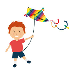 Colorful kite Flying over white background, vector illustration.