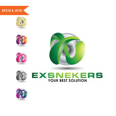 3D Sphere Logo Letter X