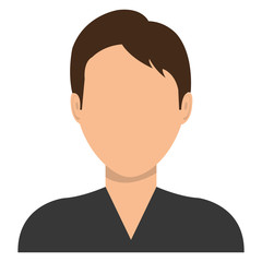 Male profile avatar with brown hair cartoon, vector illustration.