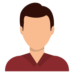 Male profile avatar with brown hair over white background, vector illustration