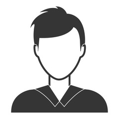 Young male profile in black and white colors over white background, vector illustration.