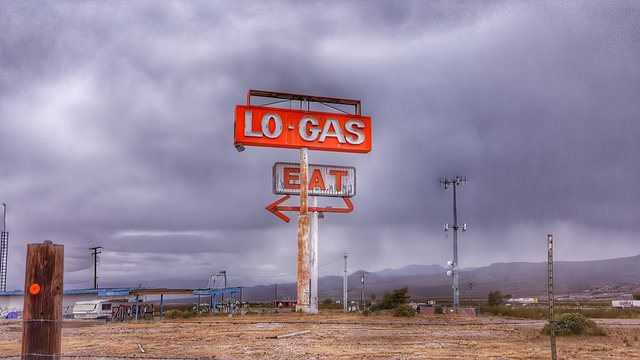 Abandoned Desert Gas Sign - Powered by Adobe