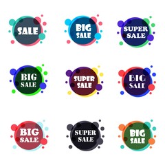 Fototapeta premium Set of flat design sale stickers. For online shopping, product promotions, website and mobile website badges, ads, print material. Vector illustration.