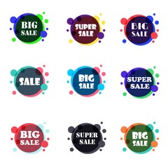 Obraz premium Set of flat design sale stickers. For online shopping, product promotions, website and mobile website badges, ads, print material. Vector illustration.