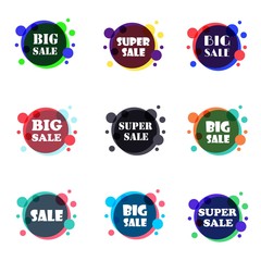 Set of flat design sale stickers. For online shopping, product promotions, website and mobile website badges, ads, print material. Vector illustration.