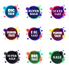 Obraz premium Set of flat design sale stickers. For online shopping, product promotions, website and mobile website badges, ads, print material. Vector illustration.