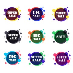 Set of flat design sale stickers. For online shopping, product promotions, website and mobile website badges, ads, print material. Vector illustration.