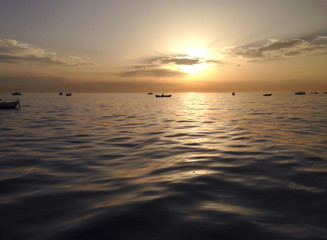 Fototapeta premium fishing at sunset
