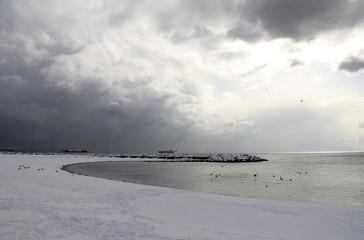 snow in the beach