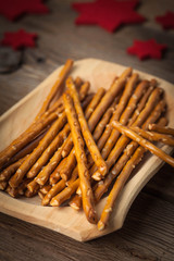 Salty pretzel sticks.