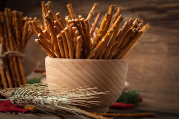 Salty pretzel sticks.