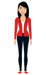 Fototapeta premium Beautiful and elegant young woman cartoon over white background, vector illustration,