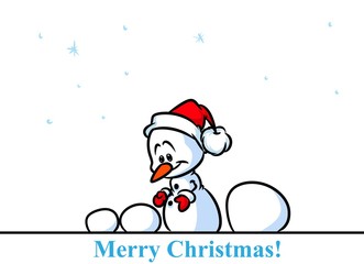 Christmas snowman character snow balls cartoon illustration isolated image