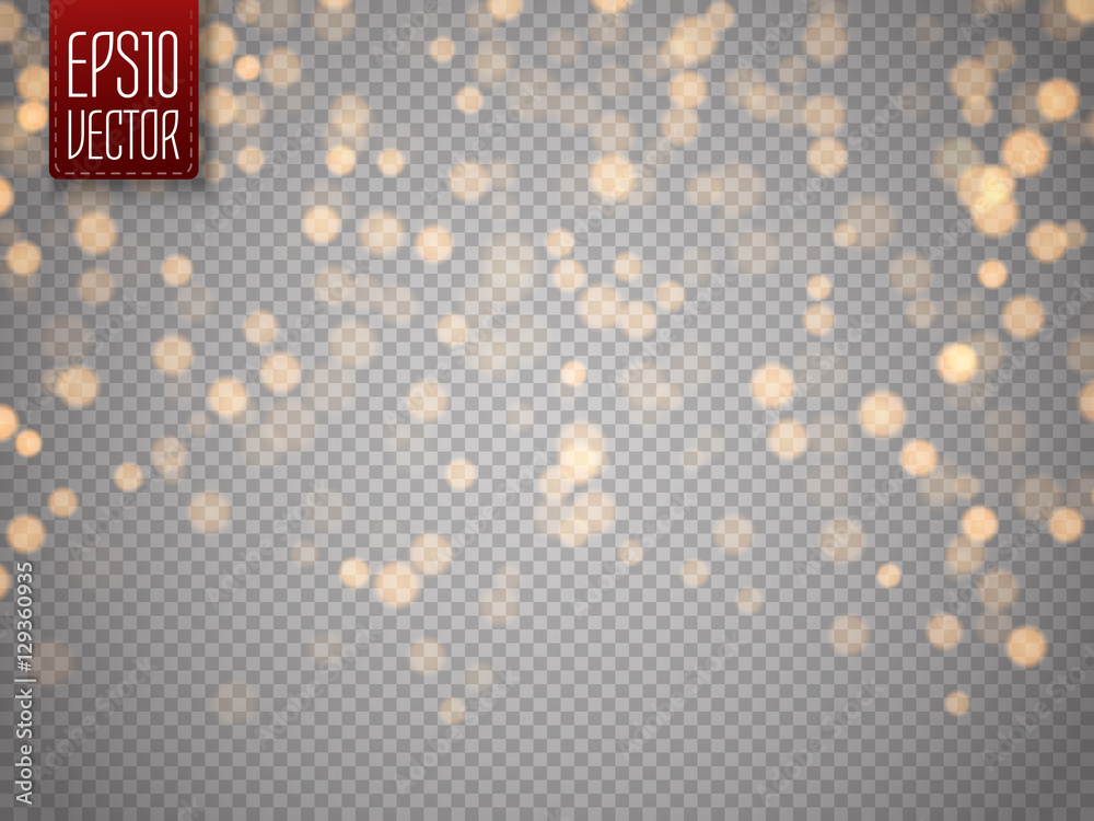 Poster shining bokeh isolated on transparent background. christmas concept