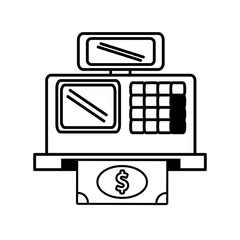 register machine with money icon vector illustration design