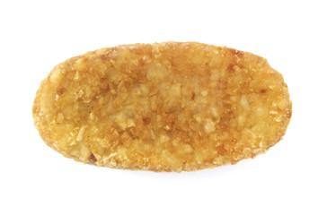 Isolated hash brown on a white background.