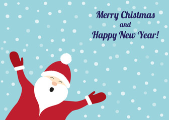 Singing Santa Claus with christmas wishes. Vector.