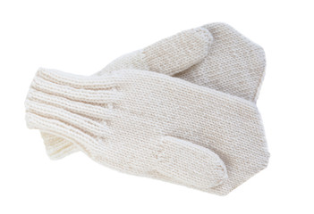 Woolen mittens of handwork.