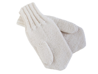 Woolen mittens of handwork.