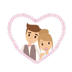 Couple of newlyweds frame decorative vector illustration design