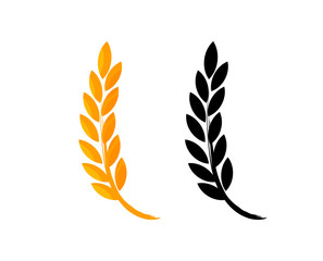 Set of Vector Icons, Ears of Wheat, Icon of Premium Quality Farm Product in gold and black color