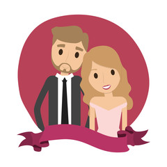 Couple of newlyweds frame decorative vector illustration design