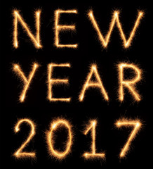 Fototapeta premium NEW YEAR 2017 lettering drawn with bengali sparkles