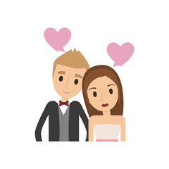 Couple of newlyweds frame decorative vector illustration design