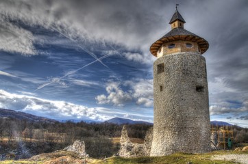Dreznik old town on Korana river canyon near Plitvice lakes, Croatia