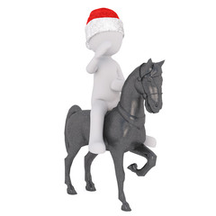 3d horseman or soldier in a Christmas hat saluting