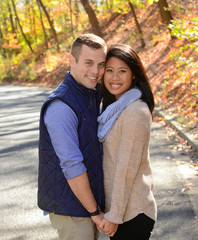 Young couple in love in an autumn setting