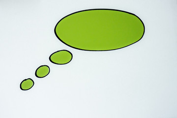 Drawn Green Thought Bubble on white background