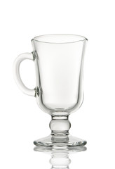 Empty glass cup. Isolated on white