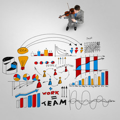 Businessman play success melody