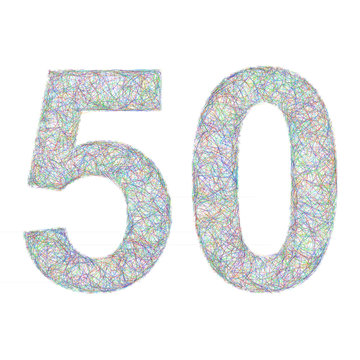 Colorful sketch anniversary design - number 50