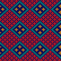 Seamless knitted colorful rhombus pattern
